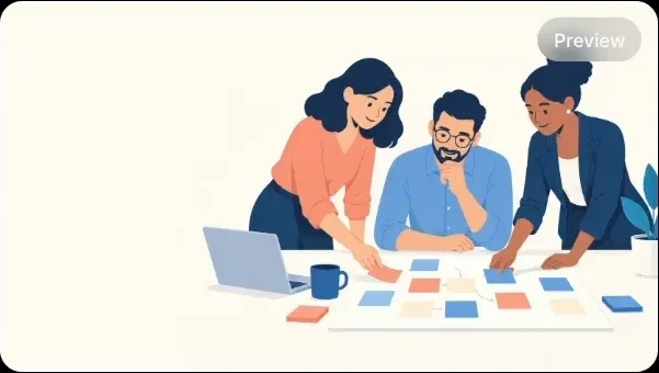 Illustration with clear space on the left for a presentation slide.