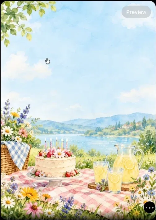 Watercolor invitation background with empty sky.