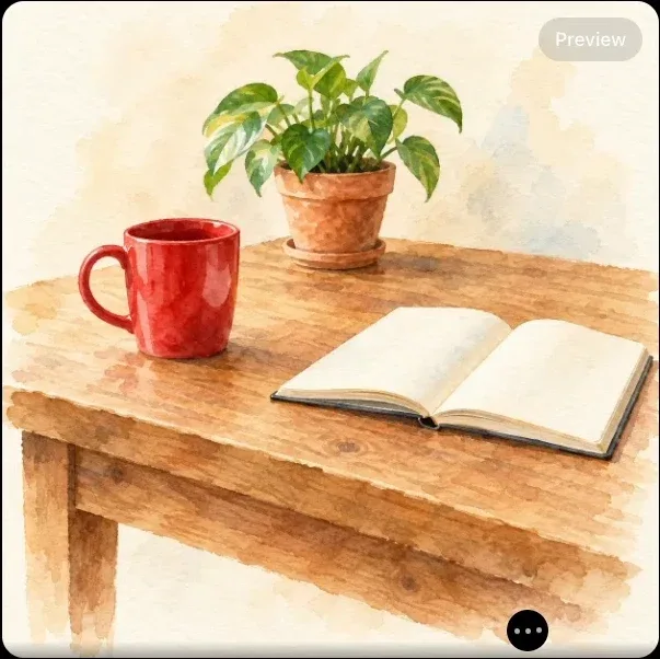 Watercolor illustration matching the reference photo's composition.